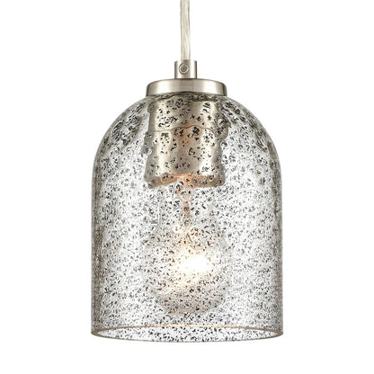Atlas Lighting Sprinkle 5in 1-Light Mini Pendant | Modern Satin Nickel and Clear Carbon Speckle Glass | Kitchen Island & Dining | Model CL11680-GY