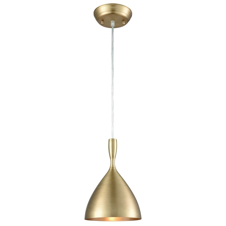 Atlas Lighting Spun Aluminum 7in 1-Light Pendant | Modern French Brass Metal | Kitchen Island & Dining Room | 7 x 7 x 10 in | Model CL11681-BS