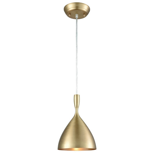 Atlas Lighting Spun Aluminum 7in 1-Light Pendant | Modern French Brass Metal | Kitchen Island & Dining Room | 7 x 7 x 10 in | Model CL11681-BS
