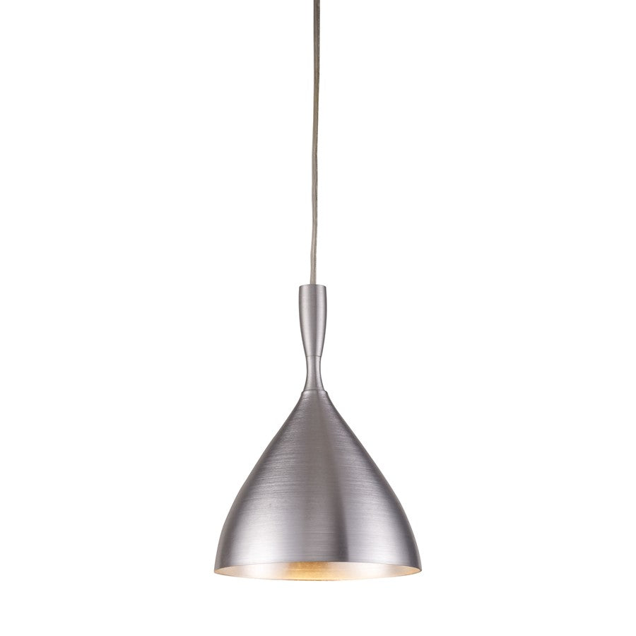 Atlas Lighting Spun Aluminum 7in 1-Light Pendant | Modern Aluminum Silver Metal | Kitchen Island & Dining Room | 7 x 7 x 10 in | Model CL11681-SV