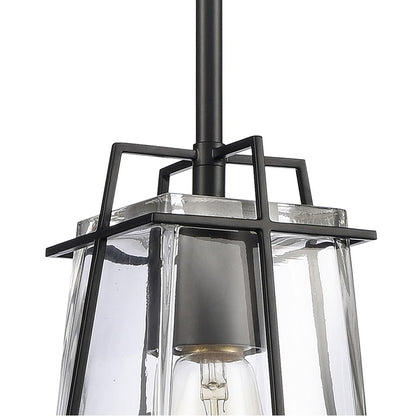 Atlas Lighting Square to Round 6in 1-Light Mini Pendant | Transitional Matte Black and Clear Glass | Kitchen Island & Dining Room | Model CL11682-BK