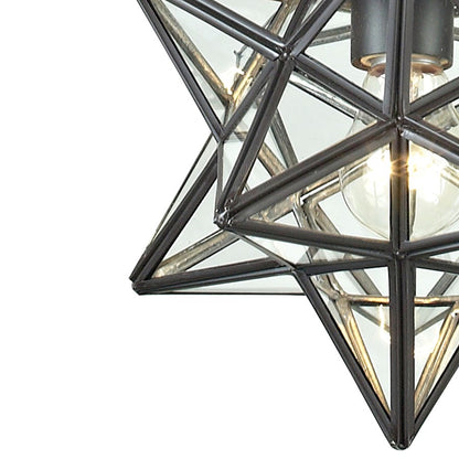 Atlas Lighting Moravian Star 12in 1-Light Mini Pendant | Traditional Oil Rubbed Bronze and Clear Glass | Kitchen Island & Dining | Model CL11684-BZ1