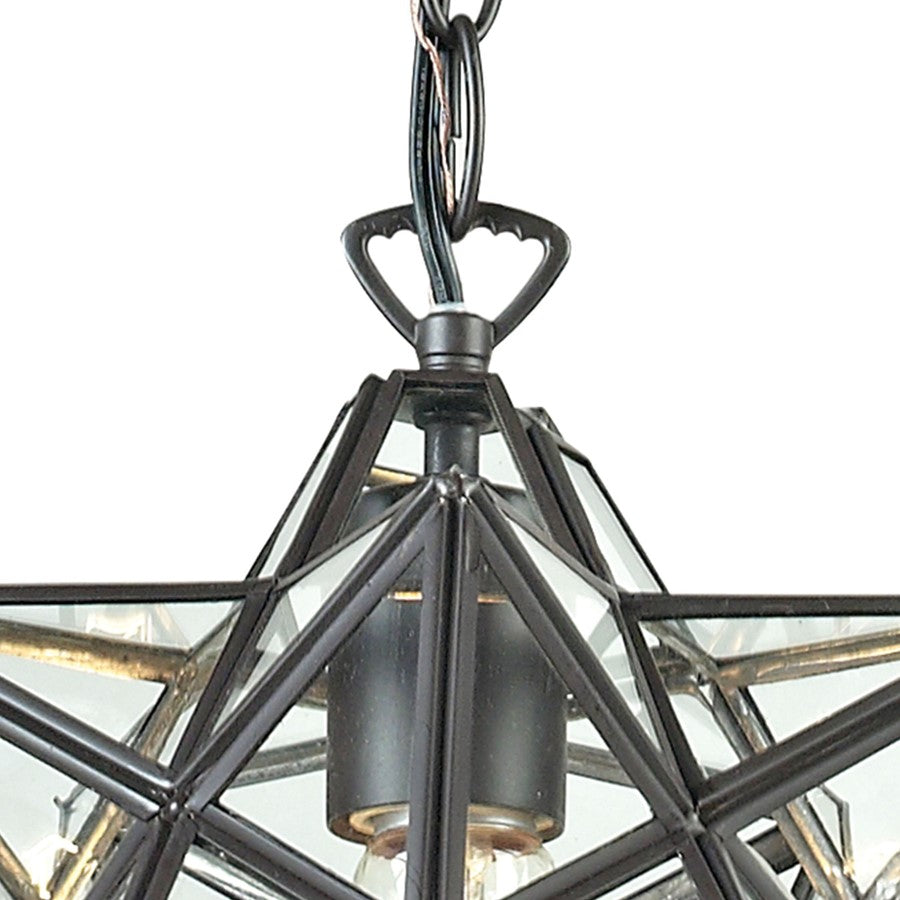 Atlas Lighting Moravian Star 12in 1-Light Mini Pendant | Traditional Oil Rubbed Bronze and Clear Glass | Kitchen Island & Dining | Model CL11684-BZ1