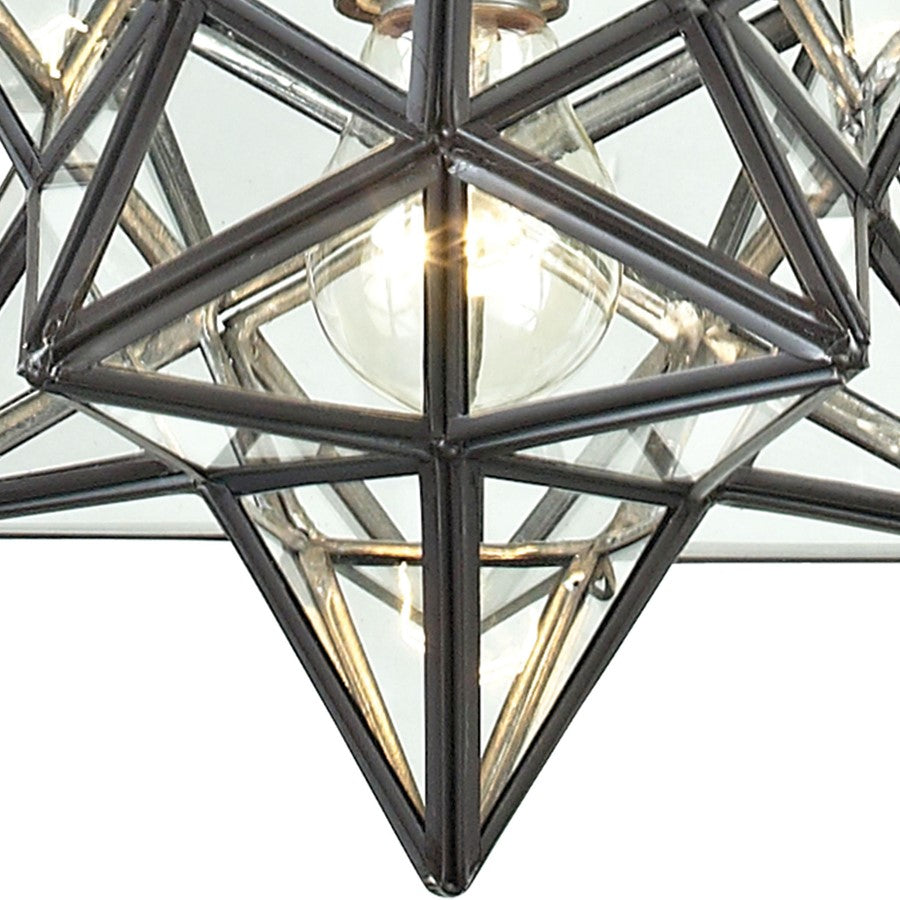 Atlas Lighting Moravian Star 12in 1-Light Mini Pendant | Traditional Oil Rubbed Bronze and Clear Glass | Kitchen Island & Dining | Model CL11684-BZ1