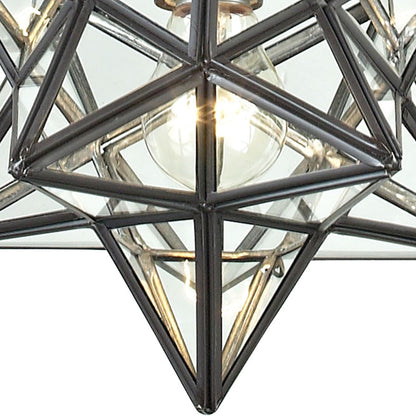 Atlas Lighting Moravian Star 12in 1-Light Mini Pendant | Traditional Oil Rubbed Bronze and Clear Glass | Kitchen Island & Dining | Model CL11684-BZ1