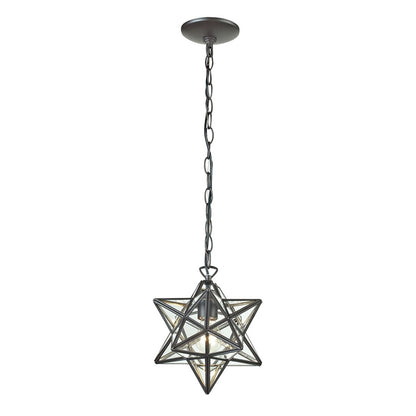 Atlas Lighting Moravian Star 12in 1-Light Mini Pendant | Traditional Oil Rubbed Bronze and Clear Glass | Kitchen Island & Dining | Model CL11684-BZ1