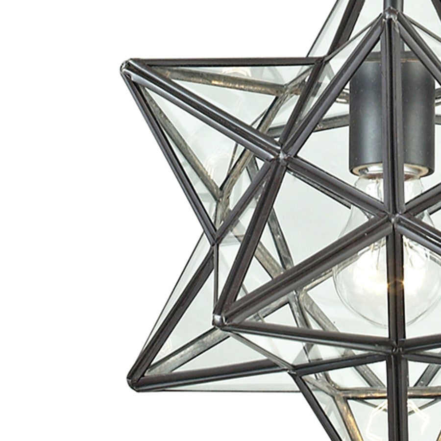 Atlas Lighting Moravian Star 9in 1-Light Mini Pendant | Traditional Oil Rubbed Bronze and Clear Glass | Kitchen Island & Dining | Model CL11685-BZ1