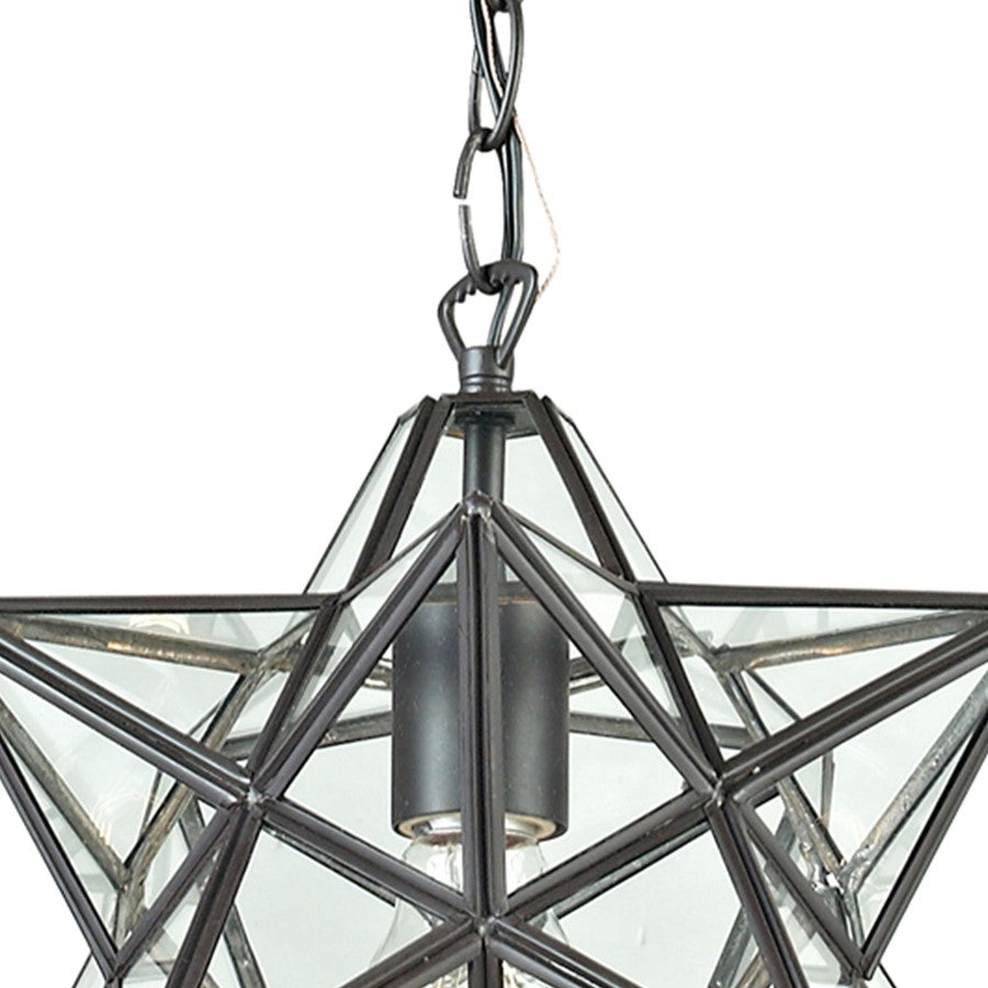 Atlas Lighting Moravian Star 9in 1-Light Mini Pendant | Traditional Oil Rubbed Bronze and Clear Glass | Kitchen Island & Dining | Model CL11685-BZ1