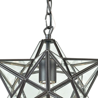 Atlas Lighting Moravian Star 9in 1-Light Mini Pendant | Traditional Oil Rubbed Bronze and Clear Glass | Kitchen Island & Dining | Model CL11685-BZ1