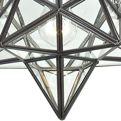 Atlas Lighting Moravian Star 9in 1-Light Mini Pendant | Traditional Oil Rubbed Bronze and Clear Glass | Kitchen Island & Dining | Model CL11685-BZ1