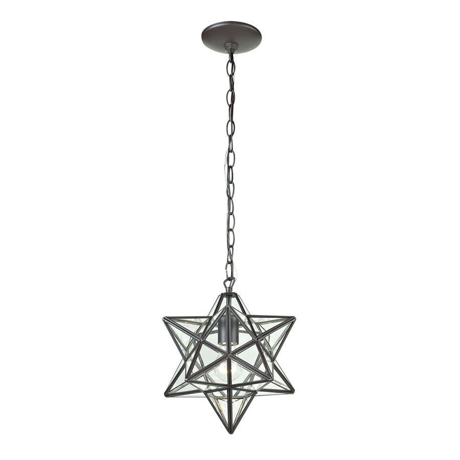 Atlas Lighting Moravian Star 9in 1-Light Mini Pendant | Traditional Oil Rubbed Bronze and Clear Glass | Kitchen Island & Dining | Model CL11685-BZ1