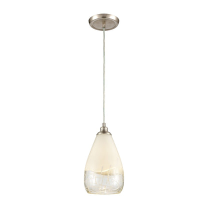 Atlas Lighting Sugarcoat 6in 1-Light Mini Pendant | Modern Satin Nickel and White Frosted Glass | Kitchen Island & Dining Room | Model CL11687-WH