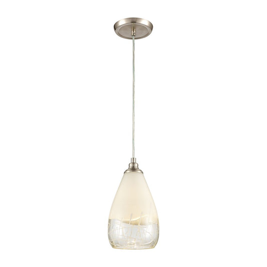Atlas Lighting Sugarcoat 6in 1-Light Mini Pendant | Modern Satin Nickel and White Frosted Glass | Kitchen Island & Dining Room | Model CL11687-WH