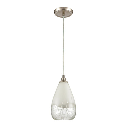 Atlas Lighting Sugarcoat 6in 1-Light Mini Pendant | Modern Satin Nickel and White Frosted Glass | Kitchen Island & Dining Room | Model CL11687-WH