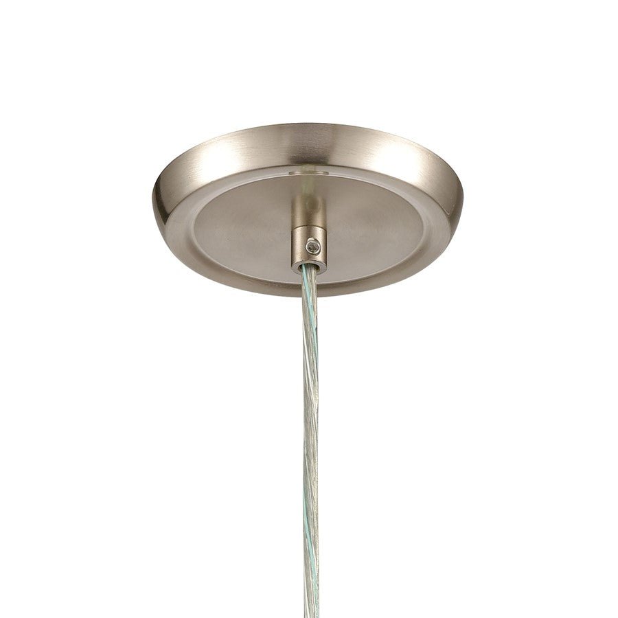 Atlas Lighting Sugarcoat 6in 1-Light Mini Pendant | Modern Satin Nickel and White Frosted Glass | Kitchen Island & Dining Room | Model CL11687-WH