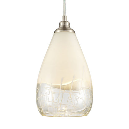 Atlas Lighting Sugarcoat 6in 1-Light Mini Pendant | Modern Satin Nickel and White Frosted Glass | Kitchen Island & Dining Room | Model CL11687-WH