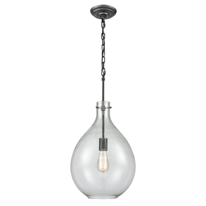 Atlas Lighting Sunderland 12in 1-Light Mini Pendant | Transitional Silvered Graphite and Clear Glass | Kitchen Island & Dining | Model CL11688-GY