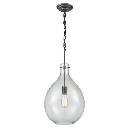 Atlas Lighting Sunderland 12in 1-Light Mini Pendant | Transitional Silvered Graphite and Clear Glass | Kitchen Island & Dining | Model CL11688-GY