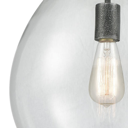 Atlas Lighting Sunderland 12in 1-Light Mini Pendant | Transitional Silvered Graphite and Clear Glass | Kitchen Island & Dining | Model CL11688-GY