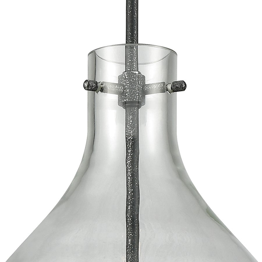 Atlas Lighting Sunderland 12in 1-Light Mini Pendant | Transitional Silvered Graphite and Clear Glass | Kitchen Island & Dining | Model CL11688-GY