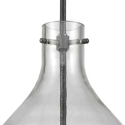 Atlas Lighting Sunderland 12in 1-Light Mini Pendant | Transitional Silvered Graphite and Clear Glass | Kitchen Island & Dining | Model CL11688-GY
