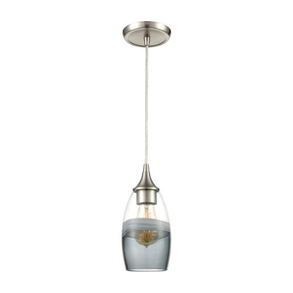 Atlas Lighting Sutter Creek 5in 1-Light Pendant | Modern Satin Nickel and Gray Seeded Glass | Kitchen Island & Dining Room | Model CL11690-GY