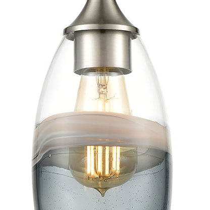 Atlas Lighting Sutter Creek 5in 1-Light Pendant | Modern Satin Nickel and Gray Seeded Glass | Kitchen Island & Dining Room | Model CL11690-GY