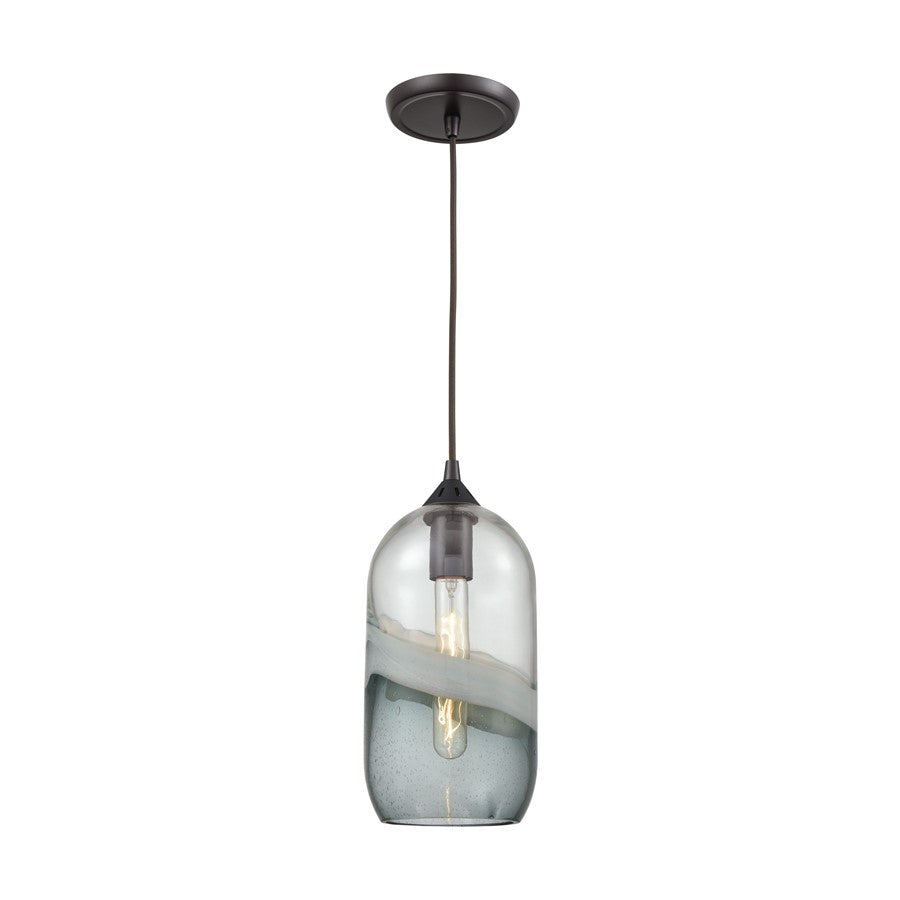 Atlas Lighting Sutter Creek 6in 1-Light Pendant | Modern Oil Rubbed Bronze and Gray Seeded Glass | Kitchen Island & Dining Room | Model CL11691-GY