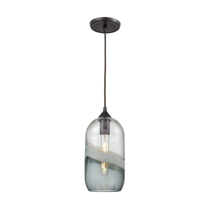 Atlas Lighting Sutter Creek 6in 1-Light Pendant | Modern Oil Rubbed Bronze and Gray Seeded Glass | Kitchen Island & Dining Room | Model CL11691-GY