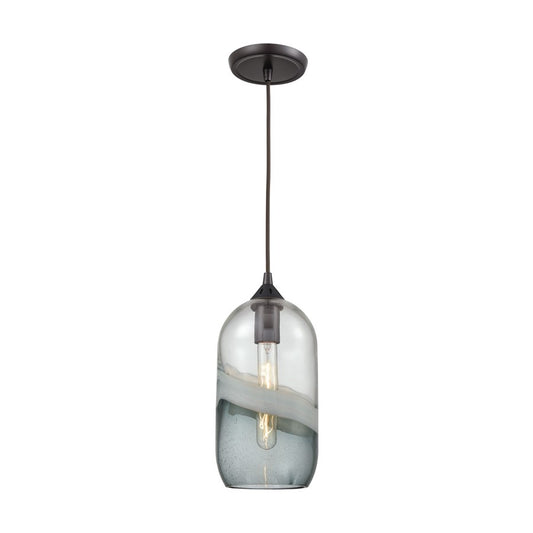 Atlas Lighting Sutter Creek 6in 1-Light Pendant | Modern Oil Rubbed Bronze and Gray Seeded Glass | Kitchen Island & Dining Room | Model CL11691-GY