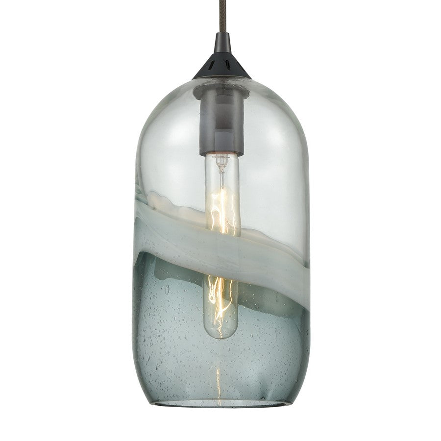 Atlas Lighting Sutter Creek 6in 1-Light Pendant | Modern Oil Rubbed Bronze and Gray Seeded Glass | Kitchen Island & Dining Room | Model CL11691-GY