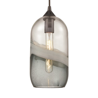 Atlas Lighting Sutter Creek 6in 1-Light Pendant | Modern Oil Rubbed Bronze and Gray Seeded Glass | Kitchen Island & Dining Room | Model CL11691-GY
