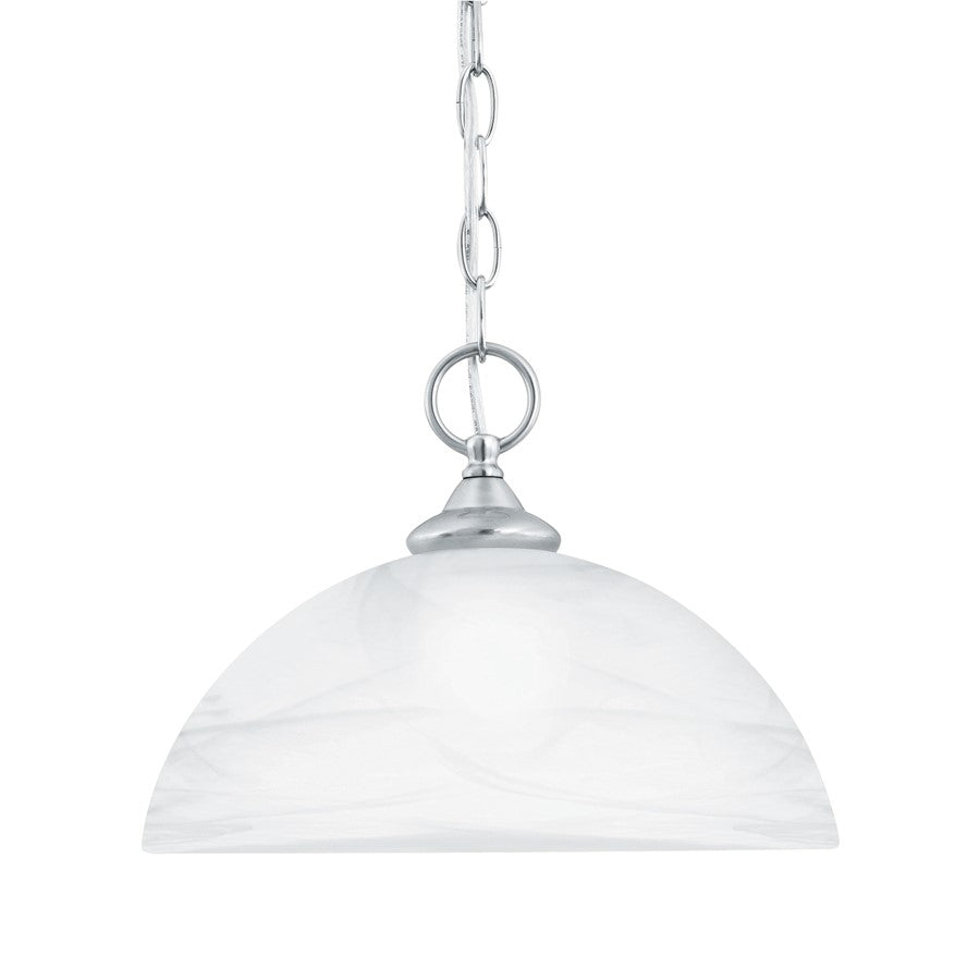 Atlas Lighting Tahoe 12in 1-Light Mini Pendant | Traditional Brushed Nickel and White Frosted Glass | Kitchen Island & Dining Room | Model CL11692-NK