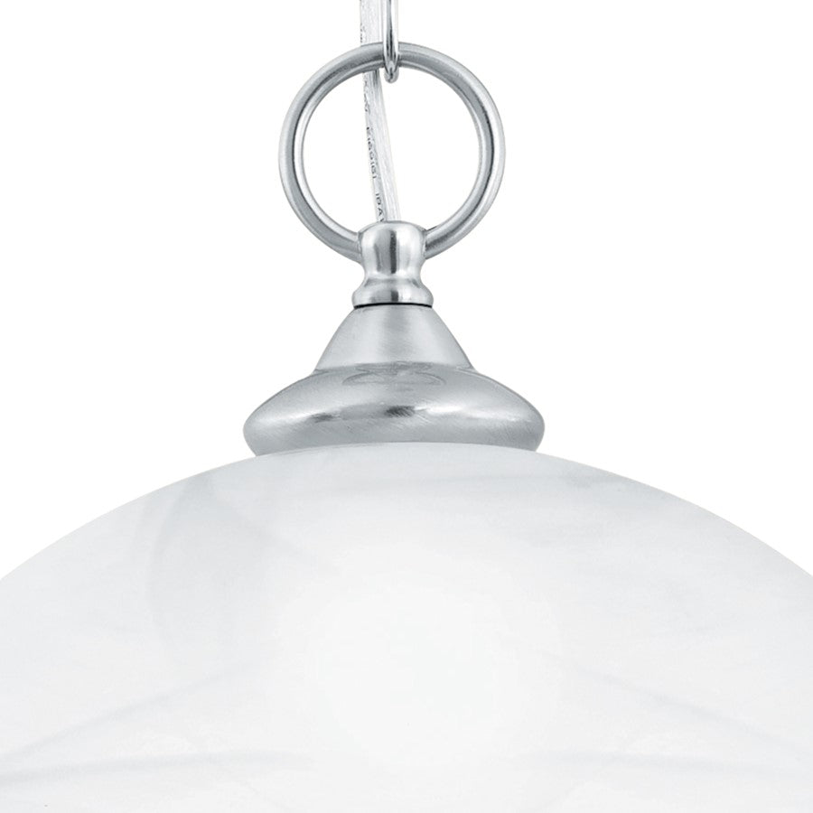 Atlas Lighting Tahoe 12in 1-Light Mini Pendant | Traditional Brushed Nickel and White Frosted Glass | Kitchen Island & Dining Room | Model CL11692-NK