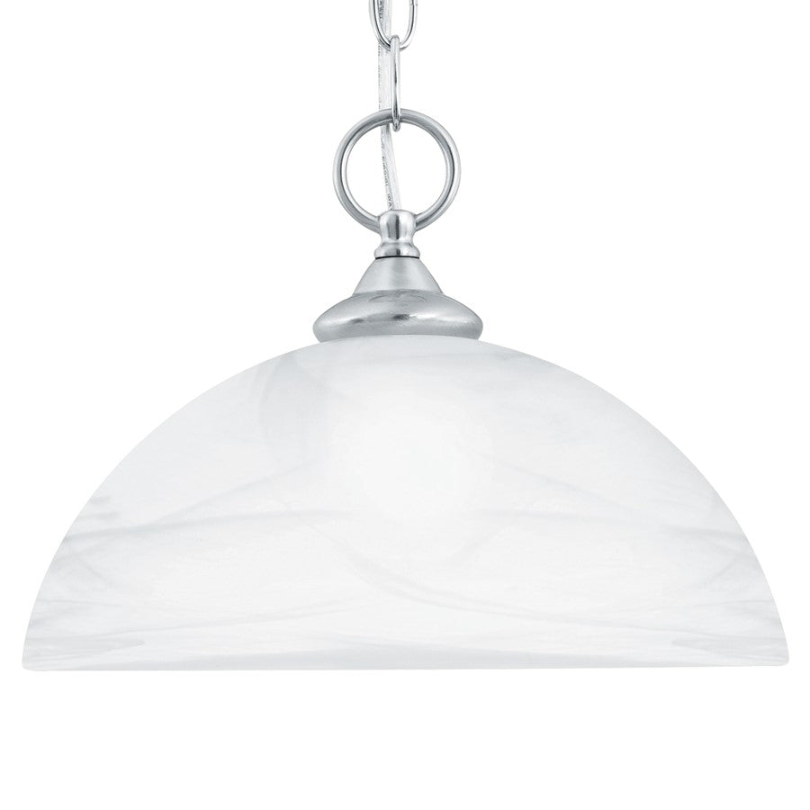 Atlas Lighting Tahoe 12in 1-Light Mini Pendant | Traditional Brushed Nickel and White Frosted Glass | Kitchen Island & Dining Room | Model CL11692-NK