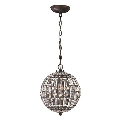 Atlas Lighting Talgarth 10in 1-Light Mini Pendant | Transitional Dark Bronze and Clear Crystal | Kitchen Island & Dining Room | Model CL11693-BZ