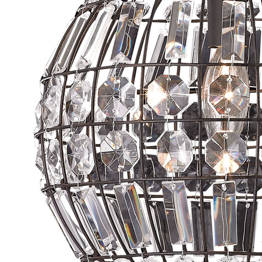 Atlas Lighting Talgarth 10in 1-Light Mini Pendant | Transitional Dark Bronze and Clear Crystal | Kitchen Island & Dining Room | Model CL11693-BZ