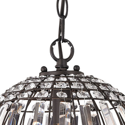Atlas Lighting Talgarth 10in 1-Light Mini Pendant | Transitional Dark Bronze and Clear Crystal | Kitchen Island & Dining Room | Model CL11693-BZ
