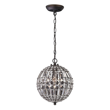 Atlas Lighting Talgarth 10in 1-Light Mini Pendant | Transitional Dark Bronze and Clear Crystal | Kitchen Island & Dining Room | Model CL11693-BZ