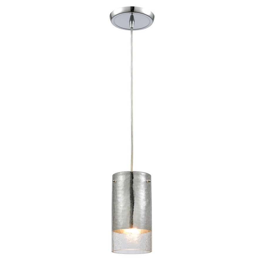 Atlas Lighting Tallula 4in 1-Light Pendant | Modern Polished Chrome and Crackle Glass | Kitchen Island & Dining Room | 4 x 4 x 8 in | Model CL11694-CH