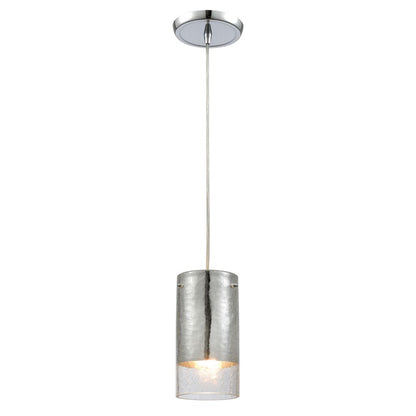 Atlas Lighting Tallula 4in 1-Light Pendant | Modern Polished Chrome and Crackle Glass | Kitchen Island & Dining Room | 4 x 4 x 8 in | Model CL11694-CH
