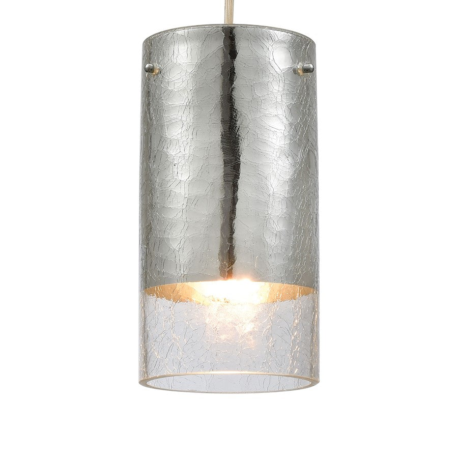 Atlas Lighting Tallula 4in 1-Light Pendant | Modern Polished Chrome and Crackle Glass | Kitchen Island & Dining Room | 4 x 4 x 8 in | Model CL11694-CH