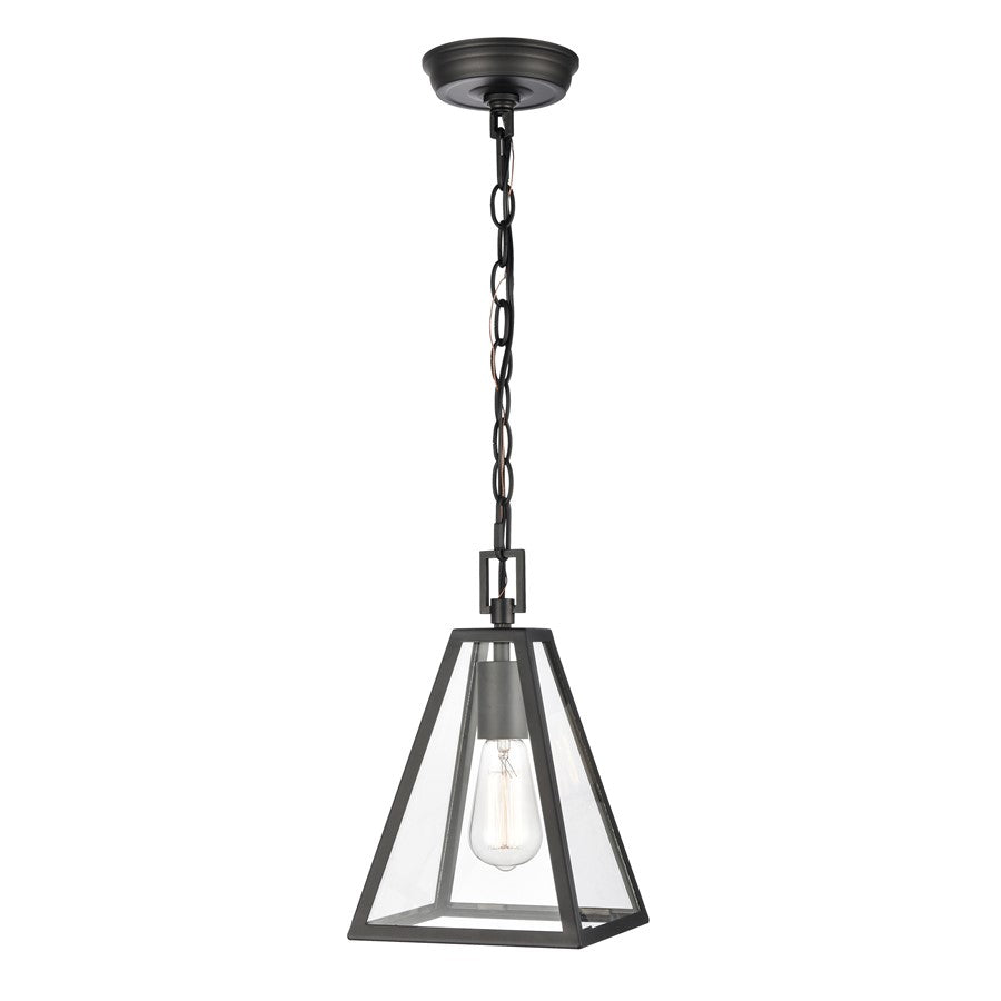 Atlas Lighting Tangent 7in 1-Light Mini Pendant | Modern Matte Black and Clear Glass | Kitchen Island & Dining Room | 7 x 7 x 12 in | Model CL11695-BK
