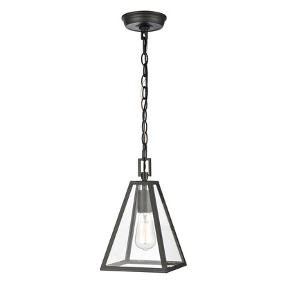 Atlas Lighting Tangent 7in 1-Light Mini Pendant | Modern Matte Black and Clear Glass | Kitchen Island & Dining Room | 7 x 7 x 12 in | Model CL11695-BK