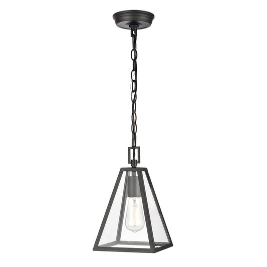 Atlas Lighting Tangent 7in 1-Light Mini Pendant | Modern Matte Black and Clear Glass | Kitchen Island & Dining Room | 7 x 7 x 12 in | Model CL11695-BK