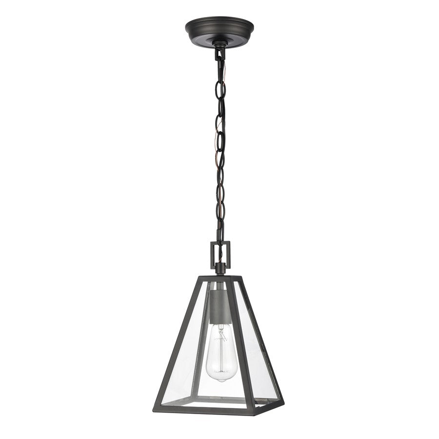 Atlas Lighting Tangent 7in 1-Light Mini Pendant | Modern Matte Black and Clear Glass | Kitchen Island & Dining Room | 7 x 7 x 12 in | Model CL11695-BK