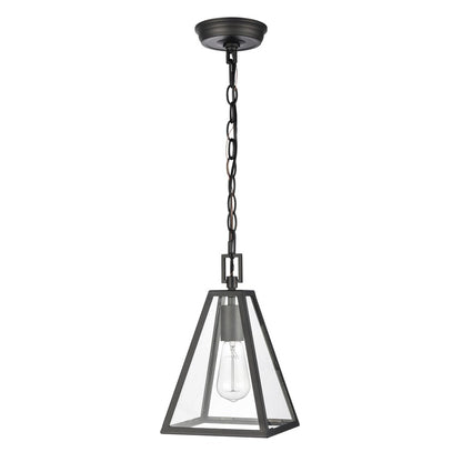 Atlas Lighting Tangent 7in 1-Light Mini Pendant | Modern Matte Black and Clear Glass | Kitchen Island & Dining Room | 7 x 7 x 12 in | Model CL11695-BK