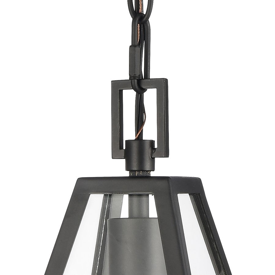 Atlas Lighting Tangent 7in 1-Light Mini Pendant | Modern Matte Black and Clear Glass | Kitchen Island & Dining Room | 7 x 7 x 12 in | Model CL11695-BK