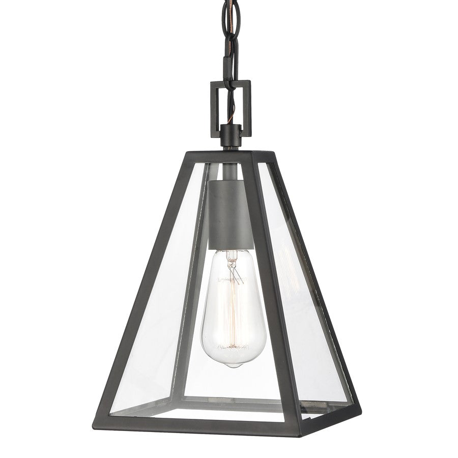 Atlas Lighting Tangent 7in 1-Light Mini Pendant | Modern Matte Black and Clear Glass | Kitchen Island & Dining Room | 7 x 7 x 12 in | Model CL11695-BK