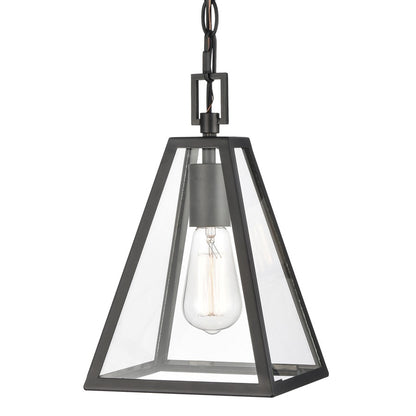 Atlas Lighting Tangent 7in 1-Light Mini Pendant | Modern Matte Black and Clear Glass | Kitchen Island & Dining Room | 7 x 7 x 12 in | Model CL11695-BK